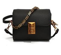 DXZXDJIU Sac bandoulière rétro à chaîne for Femme - Élégant Sac à Main à Rabat imprimé Litchi(Black)