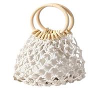 DXZXDJIU Sac de Plage en Paille tissée for l'été - Sac à Main élégant en rotin for Femme - Sac fourre-Tout Polyvalent for Les Voyages et Le Quotidien(White)