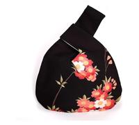 DXZXDJIU Sac fourre-Tout Vintage Fait Main for Femme avec nœud - Mini Sac fourre-Tout Portable à imprimé Floral - Sac Seau Grande capacité for téléphone(Black)