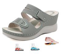 DXZXDJIU Sandales compensées orthopédiques confortables for femmes - Claquettes d'été à plateforme et coupe large(Green,37)