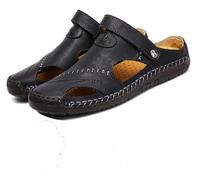 DXZXDJIU Sandales d'extérieur Respirantes en Cuir Souple for Homme, Grande Taille, idéales for la Plage et la randonnée.(Black,39)