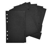DY.2ten 10 Feuilles Intercalaires Classeur A6, 6 Trous, Séparateurs Registre，Page d'Index en Papier Épais Noir, Index Format pour Classeurs à Anneaux et Planificateurs