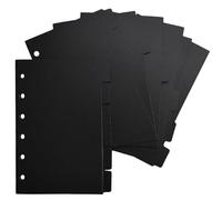 DY.2ten 12 feuilles Intercalaires A7 Plastique, Pour Mini Classeur, Séparateurs Planificateur 6 Trous pour Planificateur de Carnet(Noir,12.6 x 8.1cm)