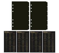 DY.2ten 12 feuilles Noir Intercalaires A6 Plastique,Pour Classeur A6 6 Anneaux,Séparateurs A6 Planificateur,Séparateur Onglet de Page d'index pour le Carnet de Notes(17cm x 9.4cm)
