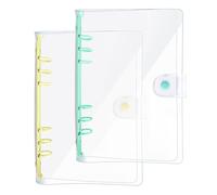 DY.2ten 2 Pièces Classeur A6 PVC Souple avec 6 Anneaux, Couverture de Reliure à Anneaux pour Carnet de Notes, Transparent Rechargeable Format A6 Standard avec 6 Trous Classeurs à Anneaux Étanche