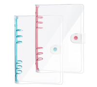 DY.2ten 2 Pièces Classeur A6 PVC Souple avec 6 Anneaux, Couverture de Reliure à Anneaux pour Carnet de Notes, Transparent Rechargeable Format A6 Standard avec 6 Trous Classeurs à Anneaux Étanche