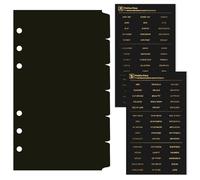 DY.2ten 6 feuilles Noir Intercalaires A6 Plastique,Pour Classeur A6 6 Anneaux,Séparateurs A6 Planificateur,Séparateur Onglet de Page d'index pour le Carnet de Notes(17cm x 9.4cm)