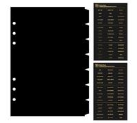 DY.2ten 7 Feuilles Noir Intercalaires A5 Plastique, Pour Classeur 6 Anneaux, Séparateurs Planificateur, Onglet de Page d'Index Pour Carnet de Notes (21cm x 14.2cm)