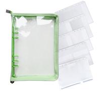 DY.2ten Classeur A5 PVC Souple avec 6 Anneaux, Couverture de Reliure à Anneaux pour Carnet de Notes, Transparent Rechargeable Format A5 Standard avec fermeture à glissière, A5 Poche zippée