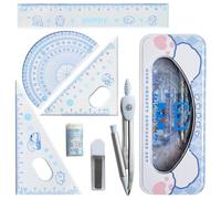 DY.2ten Ensemble de Géométrie,Kit Geometrie Compas, Règles, rapporteur d'angle, pour étudiants,7 Pièces,Idéal pour Une Utilisation à l'École ，fourniture scolaire