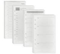 DY.2ten Feuilles de recharge A6 Lot de 4, Plan Journalier Hebdomadaire Mensuel & Liste de tâches Sans Date, Inserts Agenda Perforés 6 Trous, 180 Feuilles/360 Pages 100g/m², Feuilles pour Classeur