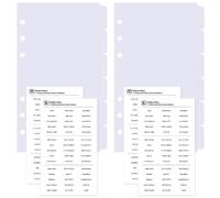 DY.2ten Intercalaires transparents pour classeur à 6 trous, onglets de coupe 1/6, format A6, plastique robuste avec 6 onglets pour école, bureau, maison, 2 ensembles, 12 intercalaires, 2 autocollants