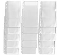 DY.2ten Lot de 15 pochettes à reliure A6 avec fermeture éclair, 3 compartiments, pochette transparente avec couvercle, trois types, classeurs translucides à 6 trous avec fermeture éclair, pochettes en