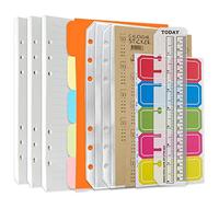 DY.2ten Lot de 3 cahiers A5 rechargeables, papier ligné A5, pochettes transparentes à fermeture éclair, intercalaires A5, marqueur de règle, recharge de papier pour classeurs A5 à 6 anneaux