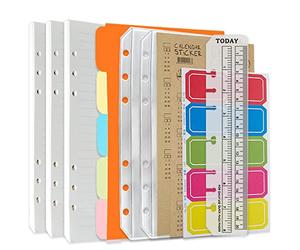 DY.2ten Lot de 3 cahiers A5 rechargeables, papier ligné A5, pochettes transparentes à fermeture éclair, intercalaires A5, marqueur de règle, recharge de papier pour classeurs A5 à 6 anneaux