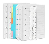 DY.2ten Lot de 3 Carnets A7 Rechargeables - Feuilles Lignées, Pochettes Transparentes à Fermeture Éclair, Intercalaires, Marqueur de Règle, Recharge de Papier pour Classeurs A5 à 6 Anneaux