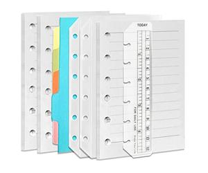 DY.2ten Lot de 3 Carnets A7 Rechargeables - Feuilles Lignées, Pochettes Transparentes à Fermeture Éclair, Intercalaires, Marqueur de Règle, Recharge de Papier pour Classeurs A5 à 6 Anneaux