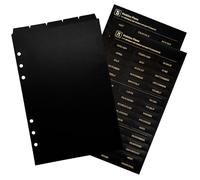 DY.2ten Noir Intercalaires en Plastique,Pour Classeur A5, Séparateurs Planificateur 6 trous, Onglet de Page d'index pour le Carnet de Notes，Avec stickers