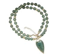 Dyale Collier ras du cou court en perles de labradorite avec pendentif en forme de cœur et pierre de Bohême, 19cm, Pierre, Agate