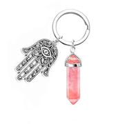 Dyale - Porte-clés en pierre naturelle avec perles de verre avec amulette d'énergie Reiki à la main pour bricolage, Type 2, 19cm