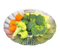 Dyaucwpo Panier Vapeur INOX, Pliable Panier à Vapeur pour Légumes(16-25.4cm), Paniers Cuit-Vapeur Inoxydable à Manche Télescopique, Panier pour Cuire à la Vapeur, Pliable Vegetable Steamer Accessoire