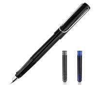 Dyaucwpo Stylo Plume Avec 2 Cartouches D'encre (Bleue, Noir), Stylos à Plume Avec Grip Ergonomique et Plume Acier Poli en Taille EF, Pointe Fine, Ecriture Lisse pour Signature Ecole Bureau, Droitier