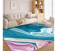 dyausi Abstrait Moderne Tapis - Bloc de Couleur Tapis Salon 80x150 cm, Vibrant Tapis de Porte Lavable Bleu Carpet pour Chambre, Moquette Antidérapant à Poils Ras, Paillasson Décor à La Maison G102