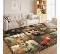 dyausi Animaux primitifs Tapis - Vintage Tapis de Salon 160x230, Ethnischer Stil Tapis de Porte Lavable - Carpet pour Chambre, Moquette Antidérapant à Poils Ras, Paillasson Décor à La Maison A29