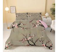 dyausi Branche De Fleurs Couette 140x200 Imprimée Floral Oriental - Couette 4 Saisons Reversible avec Motif Asiatique - Édredon 1 Personne Lavable en Machine et Taie d'oreiller - RY-383