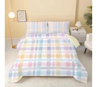 dyausi Couette 140x200 cm 4 Saisons, Imprimée Vichy Tartan Réversible, Édredon Légère et Chaud 200 GSM en Microfibre, Couette 1 Personne et 1 Taie d'oreiller 65x65 cm, Couleur