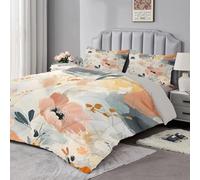 dyausi Couette 140x200 Fleurs Aquarelle,Réversible Floral Moderne Couette Imprimée Botanique Bohème 1 Personne, Edredon 4 Saisons avec 2 Taies d'oreiller RY-842