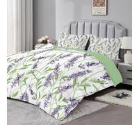 dyausi Couette 220x240 cm - Couette imprimée 220x240 Lavande Réversible - Couette sans Housse pour 4 Saisons - Édredon Super Douce et 2 Taies d'oreiller 65x65 cm - Violet