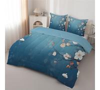 dyausi Couette 220x240 - Couette Imprimée Japonais Fleur - Couette 4 Saisons Motif Aquarelle Branche De Fleur - Couette Réversible 2 Personnes Édredon Lavable et Taies d'oreiller 65x65 - H-276
