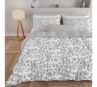 dyausi Couette 260x240 cm - Couette imprimée Floral 3 Pièces - Édredon et 2 Taies d'oreiller pour lit 2 Personnes - Couette Toutes Saisons Lavable en Machine - Gris