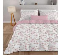 Dyausi Couette 260x240 cm Imprimée Floral 3 Pièces - Édredon et 2 Taies d'Oreiller pour Lit 2 Personnes - Toutes Saisons Lavable en Machine - Rose
