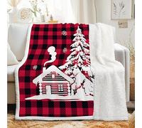 dyausi Couverture Sherpa à Motif Noël 160x200 cm - Plaid Polaire Double Epaisseur Douillette et Chaud - Flocon De Neige Sapin de Noël Décoratif Plaid Canape pour Lit 1 Personne ou Canapé, I-216