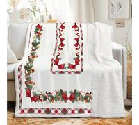 dyausi Couverture Sherpa à Motif Noël Carreaux Buffalo 130x150 cm - Plaid Polaire Double Epaisseur Douillette et Chaud - Guirlande Ferme Décoratif Plaid Canape pour Lit 1 Personne ou Canapé, I-207