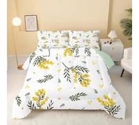 dyausi Fleur De Mimosa Couette 220x240 Botanique - Couette 4 Saisons Imprimée Floral De Printemps Ensoleillé Motif - Édredon Réversible 2 Personnes Édredon Lavable et Taies d'oreiller 65x65 - RY-284