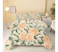 dyausi Floral Renoncule Pêche Couette 200x200 Imprimée Pivoine - Couette 4 Saisons Motif Fleur Botanique - Édredon 2 Personnes Lavable en Machine et Taie d'oreiller - RY-718