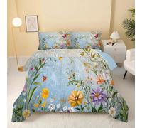 dyausi Floral Vintage Couette 260x240 Style Baroque - Couette 2 Personnes Imprimée Fleur Romantique Motif - Édredon Lavable en Machine et 2 Taies d'oreiller - RY-503