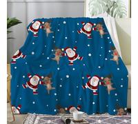 dyausi Noël Plaid Polaire Père Noël 180x220 cm, Couverture en Flanelle | Noël Renne Boule de Neige Hiver Plaid Doux et Chaud, Moelleux et Respirant pour Canapé et Lit 2 Personnes