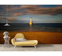 dyausi Papier Peint Boussole De Phare, Papier Peint Panoramique OcéAn Autocollant, Grand Poster Mural Décoration pour Salon, Chambre, 250x175cm - Bleu N22