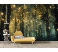 dyausi Papier Peint Forêt Fantaisie, Papier Peint Panoramique Magie Luciole Autocollant, Grand Poster Mural Décoration pour Salon, Chambre, 400x280cm - B116