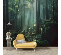 dyausi Papier Peint Jungle, Papier Peint Panoramique Forêt verte Autocollant, Grand Poster Mural Décoration pour Salon, Chambre, 350x256cm - N48