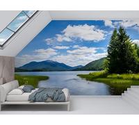 dyausi Papier Peint Lac, Papier Peint Panoramique Montagnes et forêts Autocollant, Photo Poster Mural Décoration pour Salon, Chambre, 130x80cm - Paysage de montagne M11