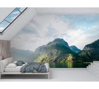 dyausi Papier Peint Montagnes, Papier Peint Panoramique Arc-en-ciel pittoresque Autocollant, Grand Poster Mural Décoration pour Salon, Chambre, 200x140cm - Lac M32