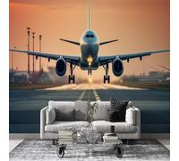 dyausi Papier Peint Panoramique Motif coucher de soleil Papier Peint Intissé Autocollant, Grand Poster Mural Décoration pour Salon, Chambre Adhésif Mural, 200x140cm - Ciel Gris/Orange L3