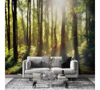 dyausi Papier Peint Panoramique Paysage Papier Peint Intissé Autocollant, Grand Poster Mural Décoration pour Salon, Chambre Adhésif Mural, 400x280cm - Fleurs de forêt Vert L13