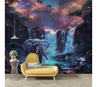 dyausi Papier Peint Paysage fantastique 3D, Papier Peint Panoramique AméNagements Pour Chambre D'Enfant Autocollant, Grand Poster Mural Décoration pour Salon, Chambre, 350x256cm - éLéPhant U9