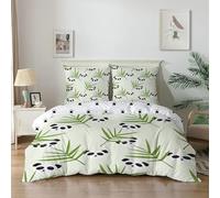 dyausi Parure de lit 90x190 Enfant Vert Panda Bambou Housse de Couette 1 Personne Imprimée Moderne et Simple Housse Couette en Microfibre et Taie d'oreiller 65x65 cm avec Fermeture Éclair